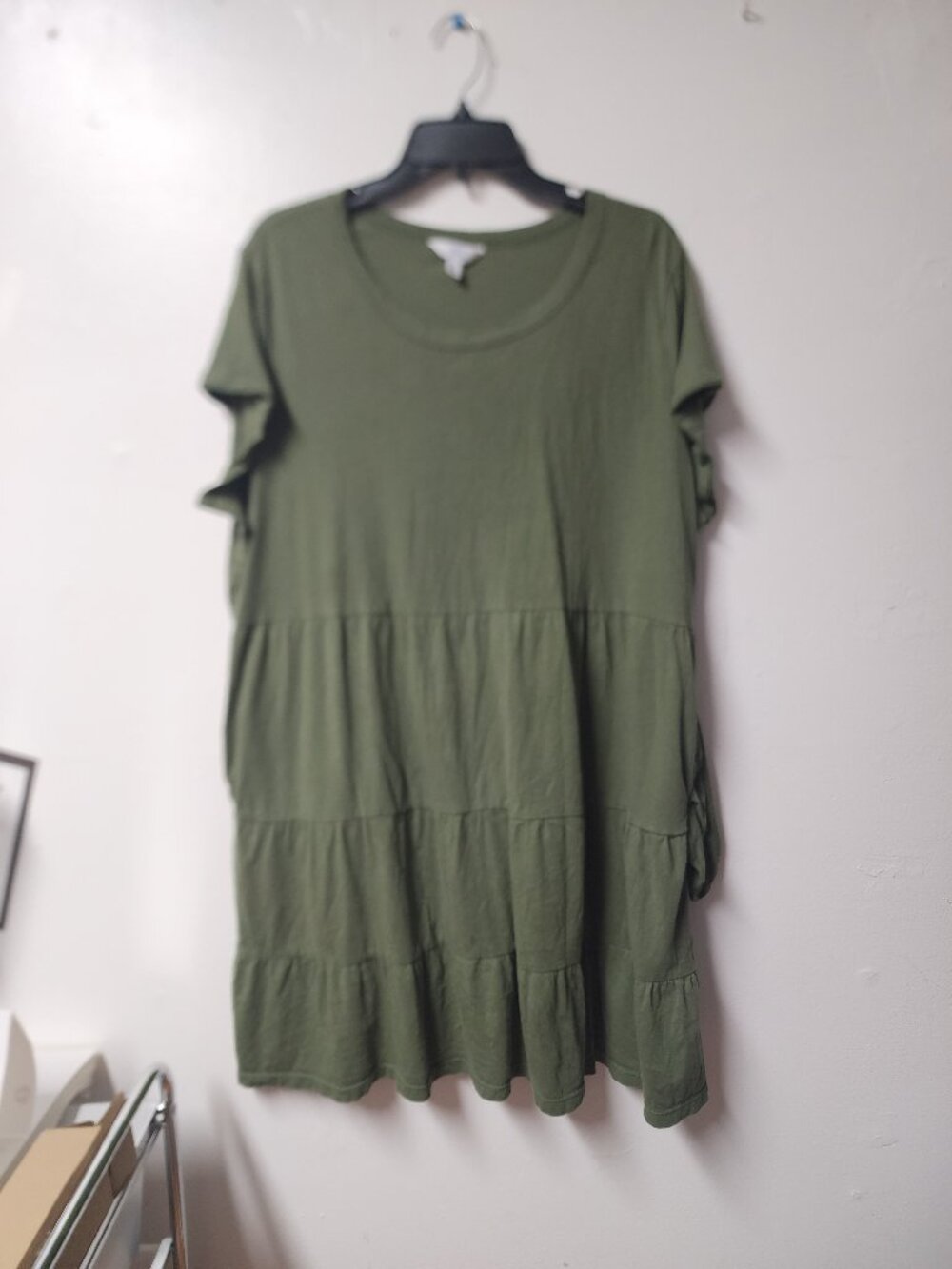Time and Tru olive green short sleeve cotton dress XXL 20 GUC